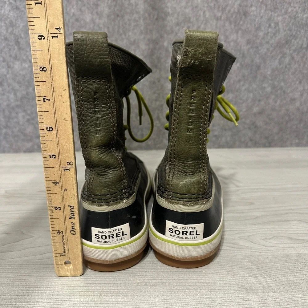 Sorel‎ 1964 Premium CVS Boots Womens Size 8 Olive Green Waterproof Canvas